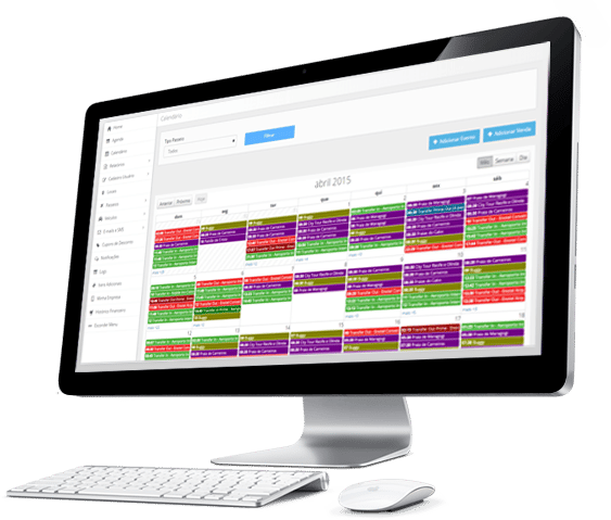 Tela de calendário de eventos do sistema LetsTur